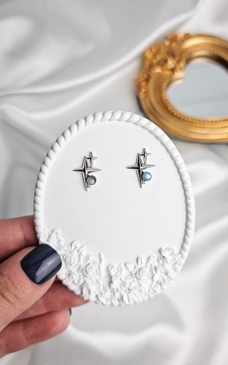 Earrings with Stars in Labradorite (s925)