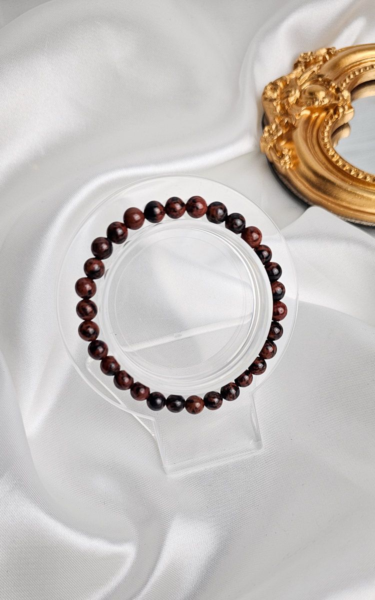 Elastic Bracelet in Red Obsidian (6mm)