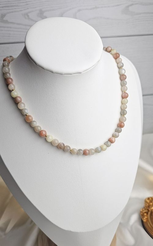 Necklace in Mix Moonstone (6,5-7mm)