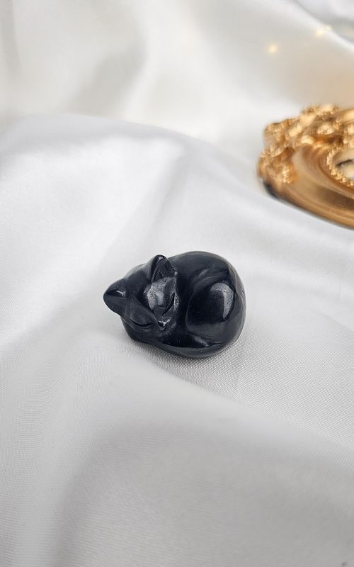 Black Obisidian Sleeping Cat