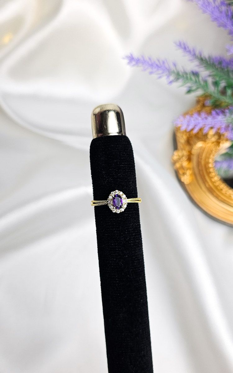 Adjustable Golden Ring in Amethyst (FROM SIZE 13)