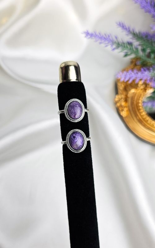 Adjustable Etnic Ring in Charoite n.1 (FROM SIZE 12)