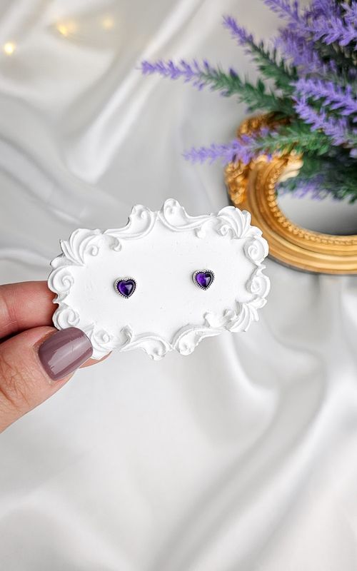 Earrings with Heart in Amethyst (s925)