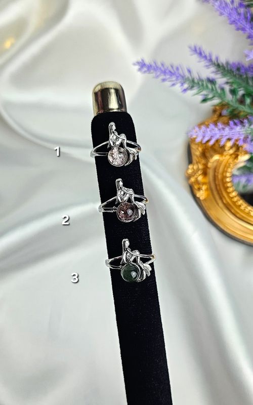 Adjustable Ring with Mermaid in Garden Quartz (FROM SIZE 14)