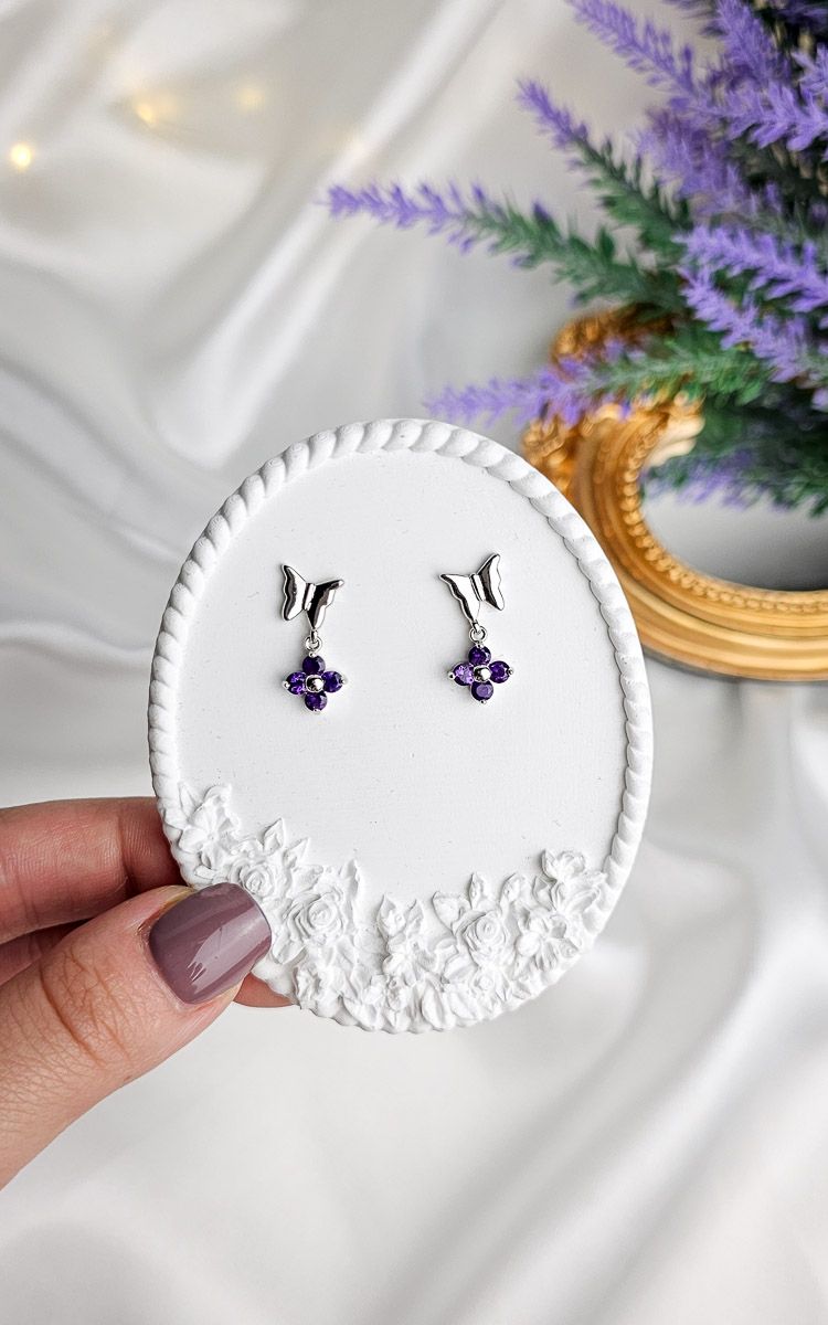 Earrings with Butterflies in Amethyst (s925)