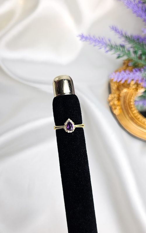 Adjustable Golden Ring in Amethyst (FROM SIZE 11)