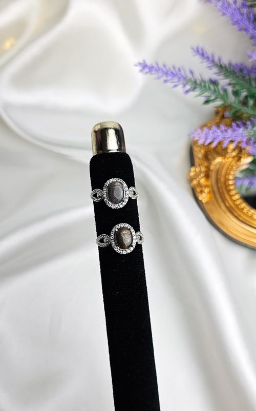 Adjustable Ring in Black Moonstone + Sunstone (FROM SIZE 12)