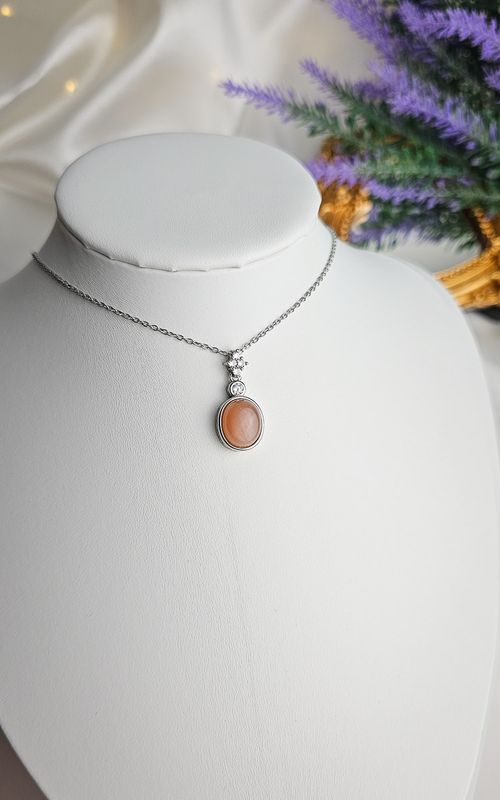 Necklace with Peach Moonstone