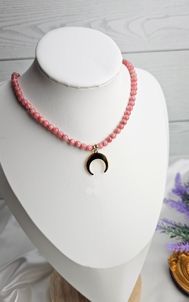 Necklace "LUNAR" with Rhodochrosite
