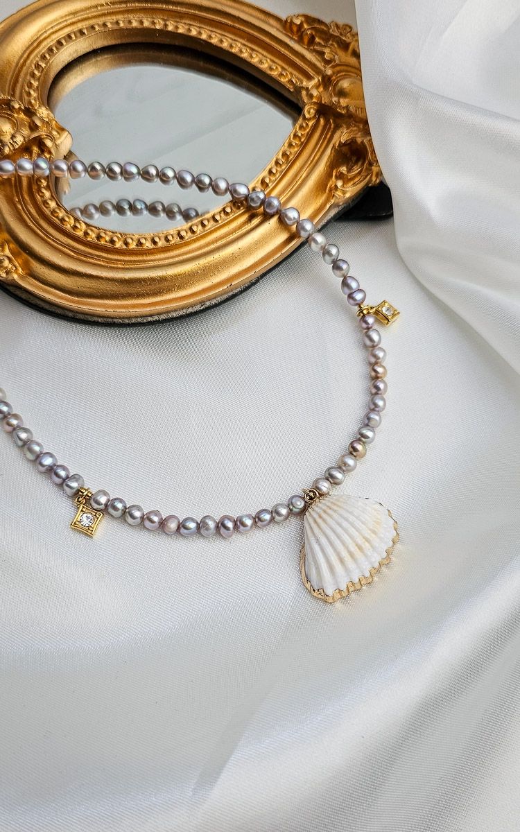 Necklace MYSTIC with Grey Pearl (Premium Quality)