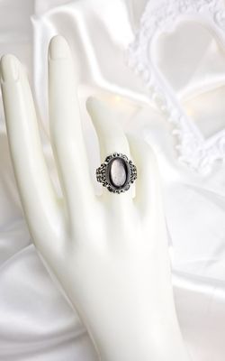 Adjustable Etnic Ring in Silver Obsidian n.1 (FROM SIZE 13)