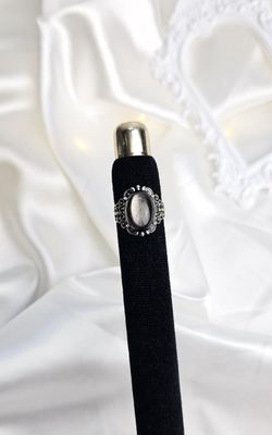 Adjustable Etnic Ring in Silver Obsidian n.1 (FROM SIZE 13)