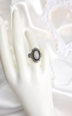 Adjustable Etnic Ring in Silver Obsidian n.2 (FROM SIZE 12)