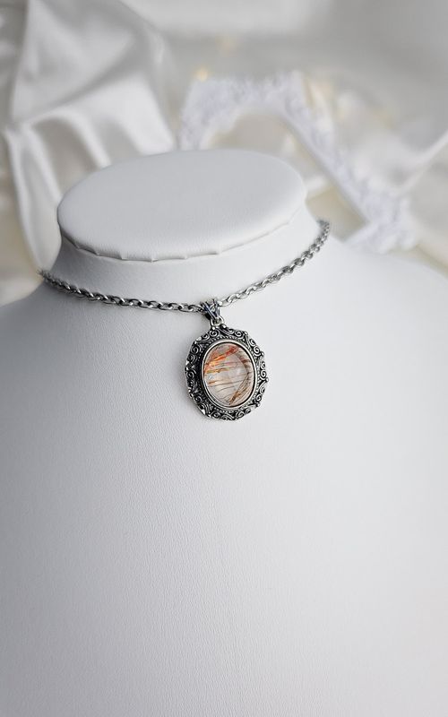 Etnic Necklace with Red Rutilated Quartz n.2