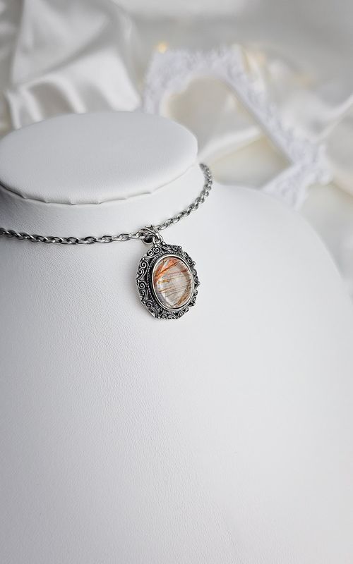 Etnic Necklace with Red Rutilated Quartz n.2