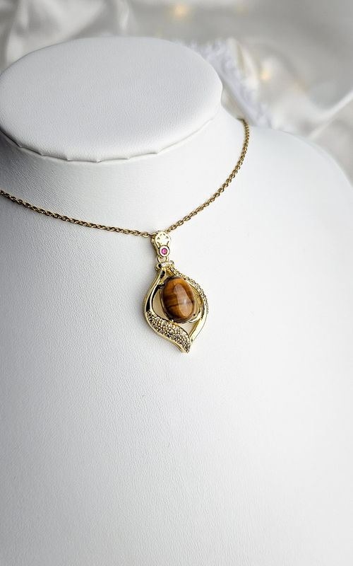 Gold Necklace with Tiger Eye n.2
