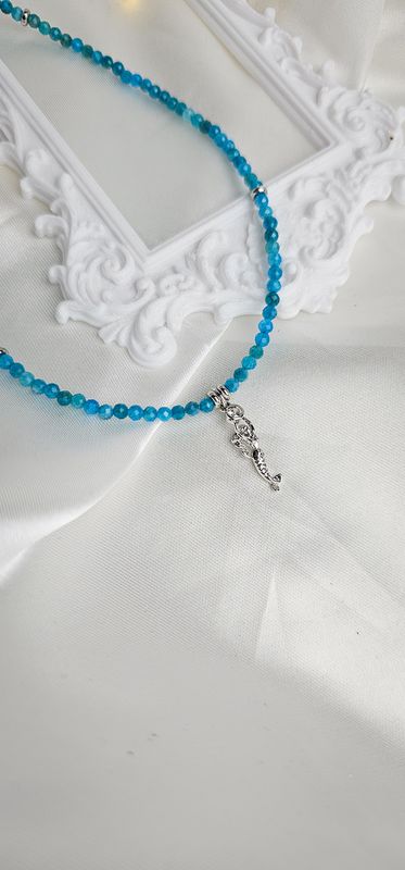 Necklace SIRENIS in Apatite with Mermaid