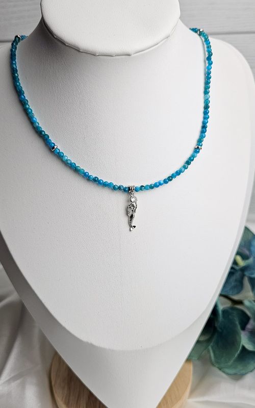 Necklace SIRENIS in Apatite with Mermaid