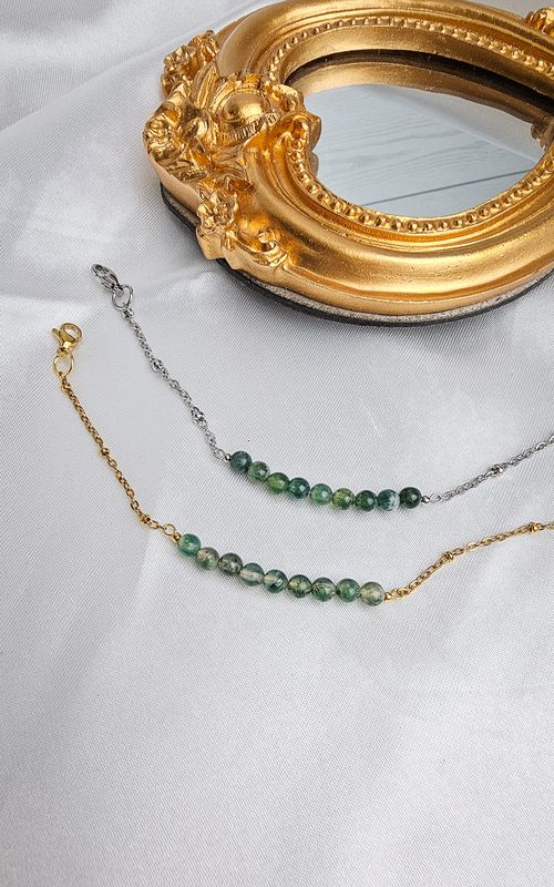 Bracelet "AION" in Moss Agate - BALANCE &amp; CALM