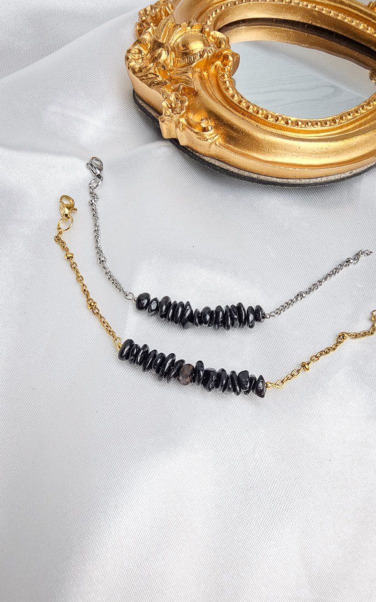 Bracelet "AION" with Black Tourmaline Chips - PROTECTION &amp; GROUNDING