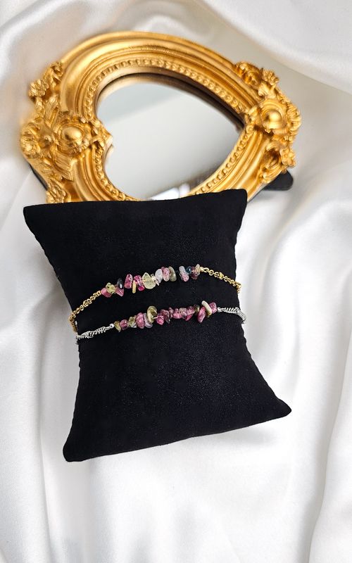 Bracelet "AION" with Multicolor Tourmaline Chips - PROTECTION &amp; CHAKRA BALANCE