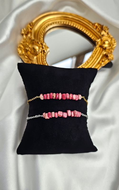 Bracelet "AION" with Rhodonite Chips - EMPATHY &amp; EMOTIONAL STABILITY