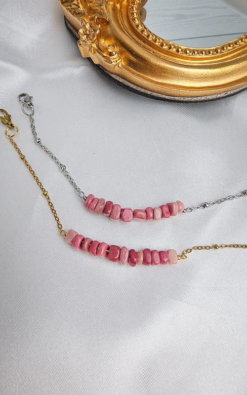 Bracelet "AION" with Rhodonite Chips - EMPATHY &amp; EMOTIONAL STABILITY