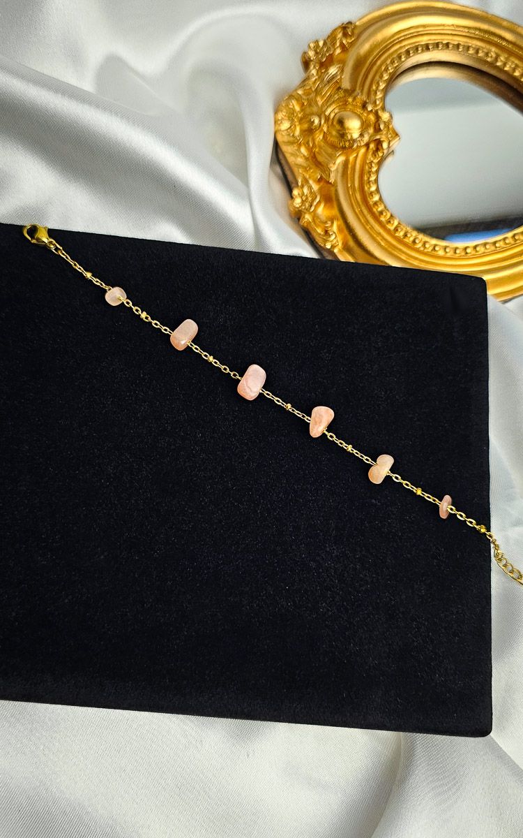 Bracelet "HALO" with Peach Moonstone Chips - INTUITION &amp; FEMININE DIVINE