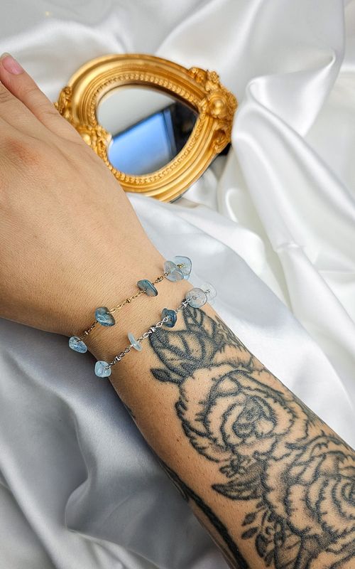 Bracelet "HALO" with Aquamarine Chips - INNER PEACE