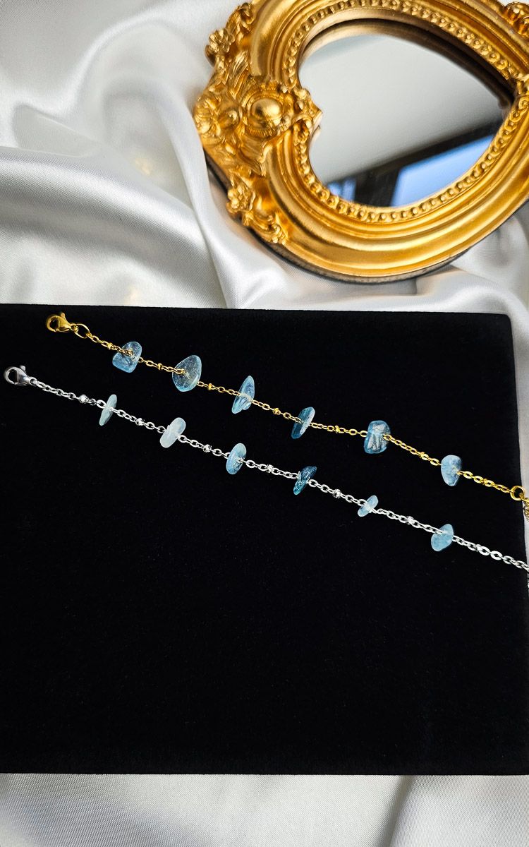 Bracelet "HALO" with Aquamarine Chips - INNER PEACE