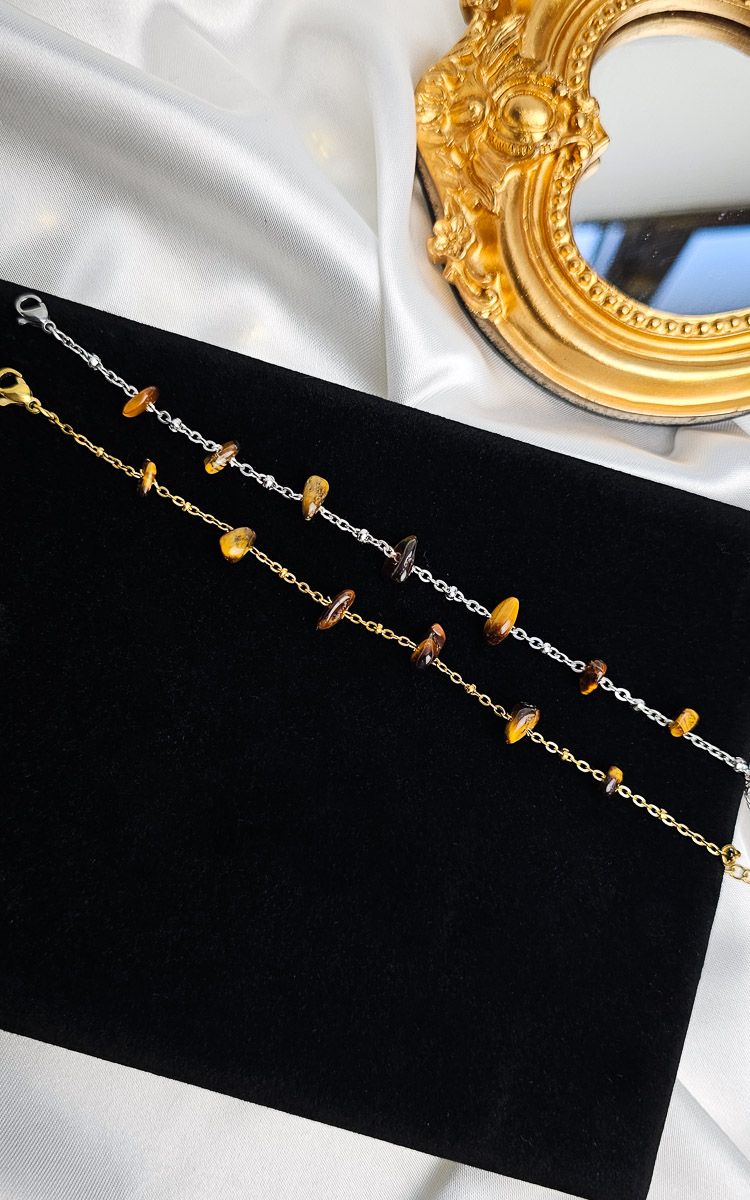 Bracelet "HALO" with Tiger Eye Chips - WILLPOWER &amp; PROTECTION