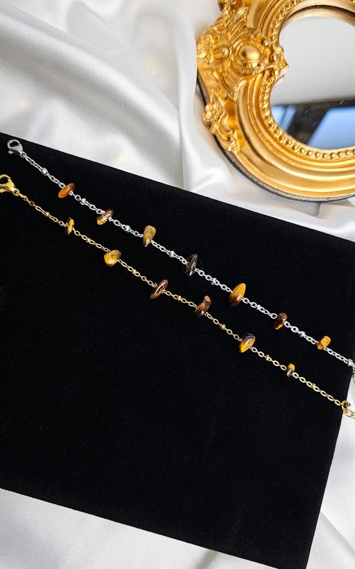 Bracelet "HALO" with Tiger Eye Chips - WILLPOWER &amp; PROTECTION