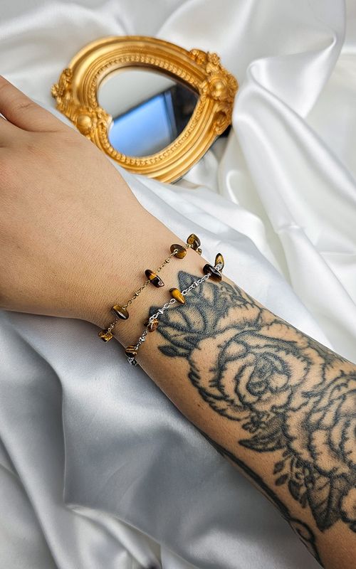 Bracelet "HALO" with Tiger Eye Chips - WILLPOWER &amp; PROTECTION
