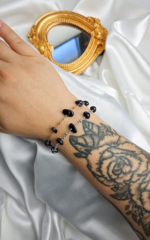 Bracelet "HALO" with Black Tourmaline Chips - PROTECTION &amp; GROUNDING