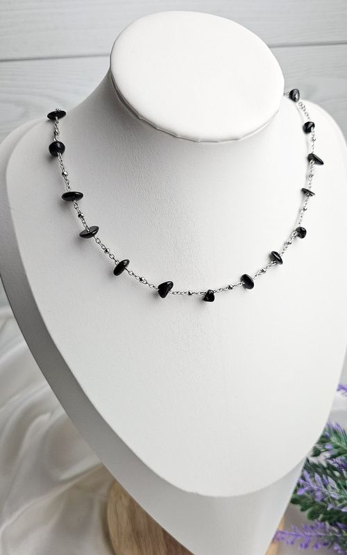 Necklace  "HALO" with Black Tourmaline Chips - PROTECTION &amp; GROUNDING