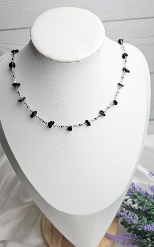 Necklace  "HALO" with Black Tourmaline Chips - PROTECTION &amp; GROUNDING