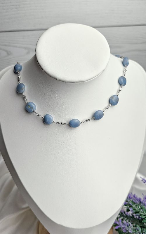 Necklace "HALO" with Angelite Nugget - ANGELIC PROTECTION