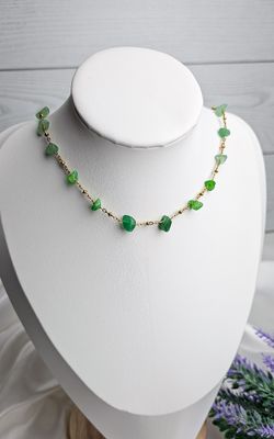 Necklace "HALO" with Green Adventurine Chips - ABUNDANCE