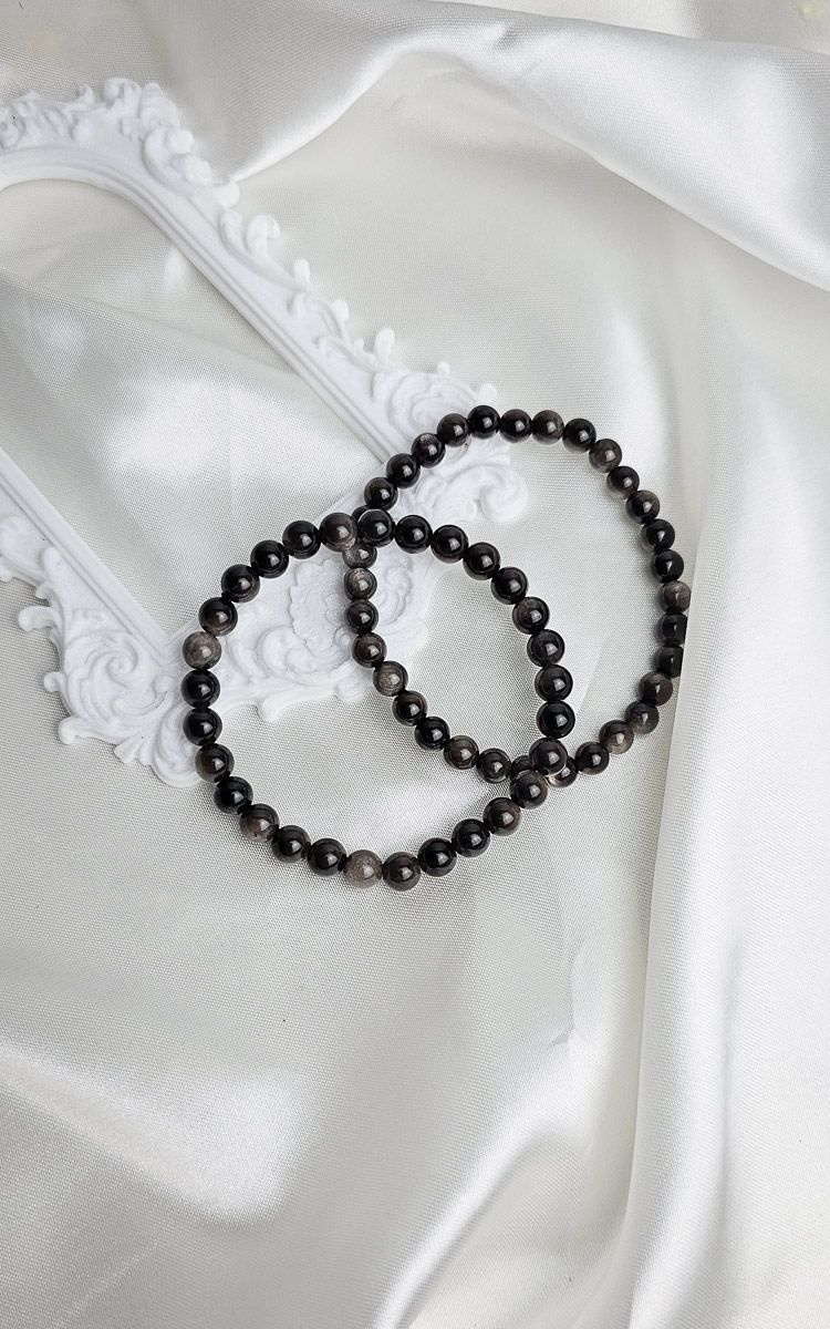 Elastic Bracelet in Silver Obsidian
