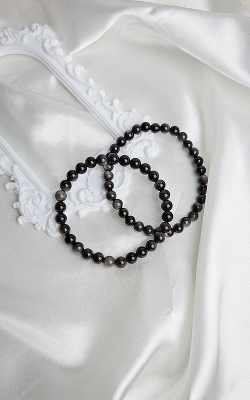 Elastic Bracelet in Silver Obsidian
