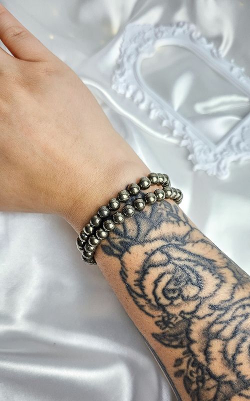 Elastic Bracelet with Pyrite