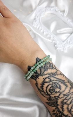 Elastic Bracelet in Faceted Green Adventurine