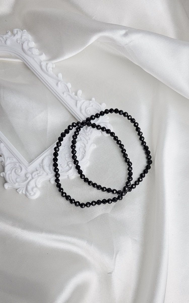 Elastic Bracelet with Facted Black Tourmaline