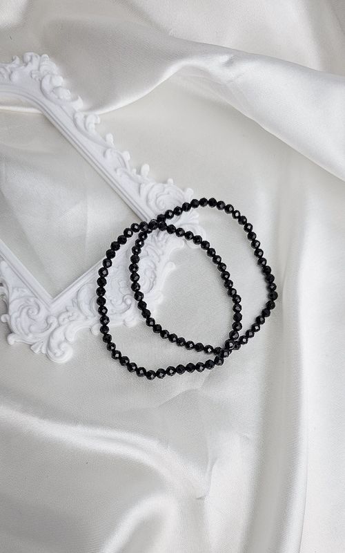 Elastic Bracelet with Facted Black Tourmaline