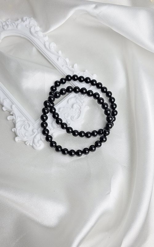 Elastic Bracelet in Black Obsidian