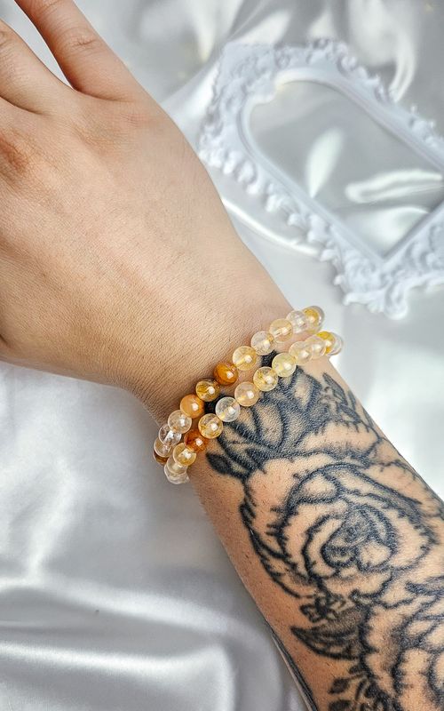 Elastic Bracelet with Golden Healer Quartz