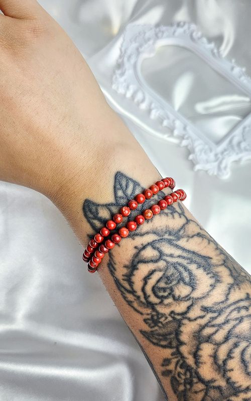 Elastic Bracelet in Red Jasper