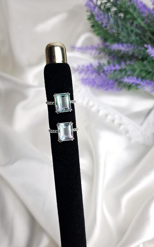 Adjustable Square Ring in Rainbow Fluorite (FROM SIZE 10)