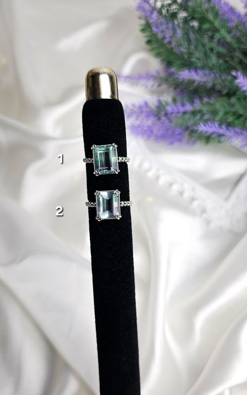 Adjustable Square Ring in Rainbow Fluorite (FROM SIZE 10)
