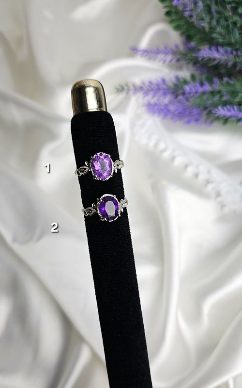 Adjustable Ring in Amethyst with Leaves (FROM SIZE 10)